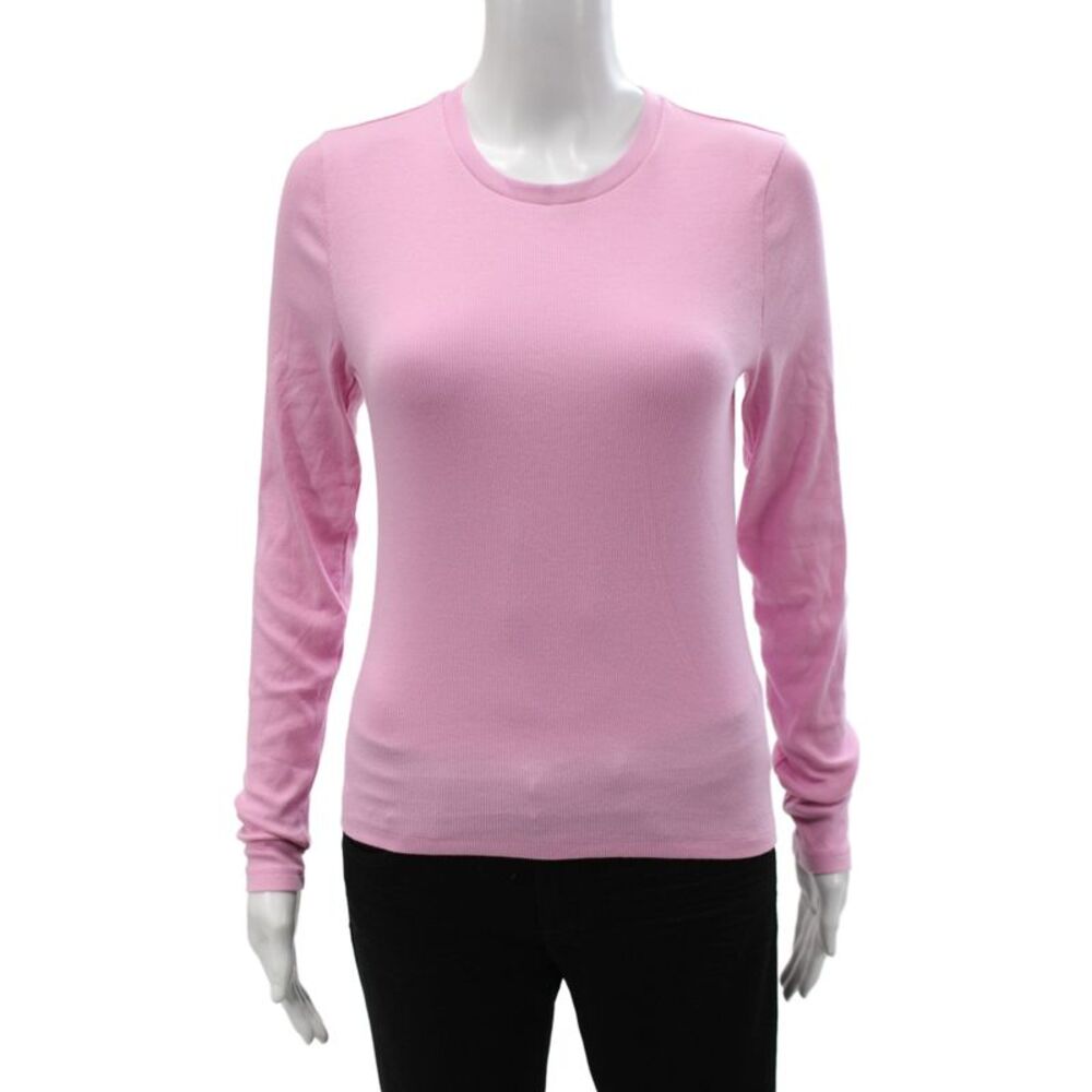 Aritzia Womens Basic Pink T Shirt Cotton Crew Neck Long Sleeve Size M